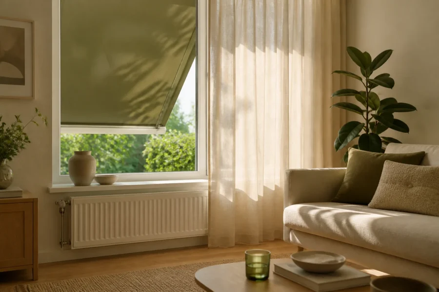 Illustratieve omgeving bij Buitenzonwering of gordijnen tegen warmte?