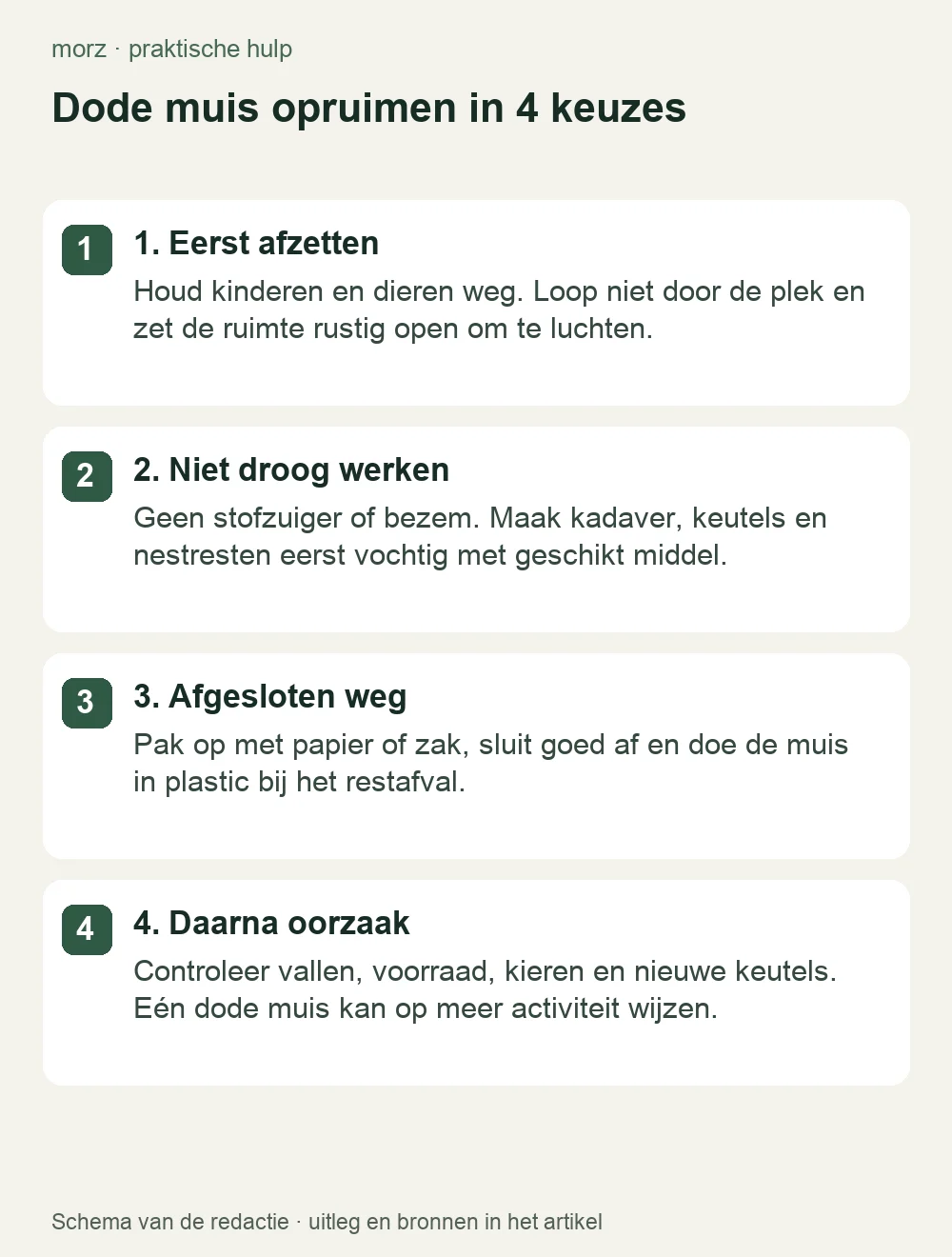 Dode muis opruimen in 4 keuzes