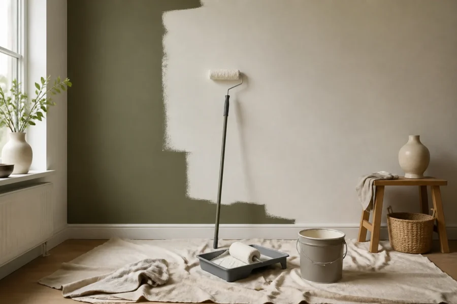Illustratieve omgeving bij Een donkere muur licht verven zonder doorschijnen
