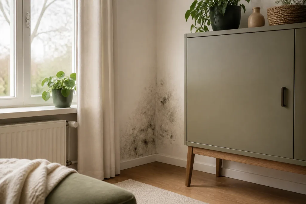 Illustratieve omgeving bij Schimmel achter een kast, hoe pak je de oorzaak aan?
