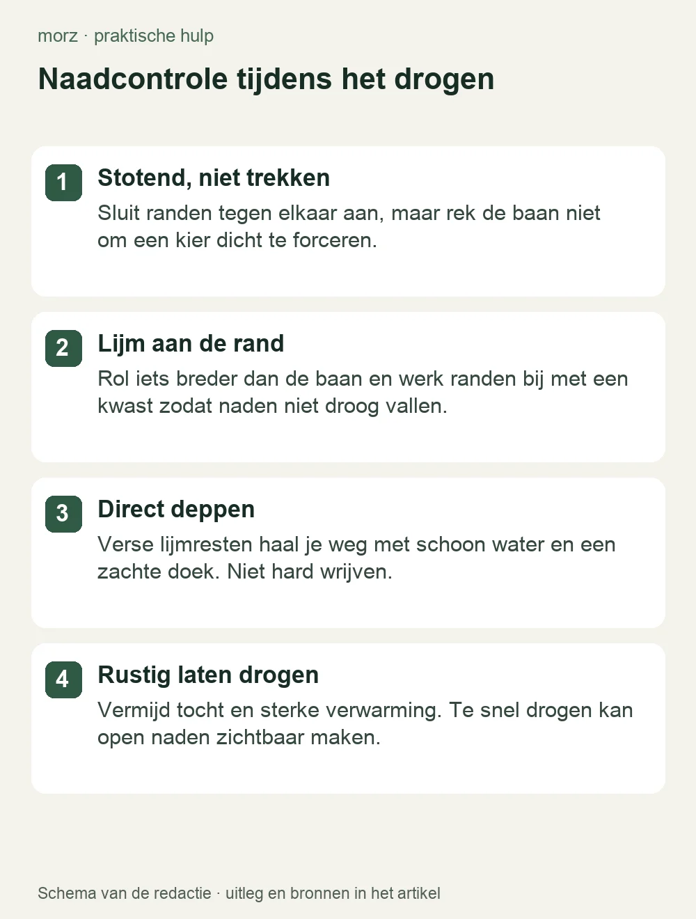 Naadcontrole tijdens het drogen