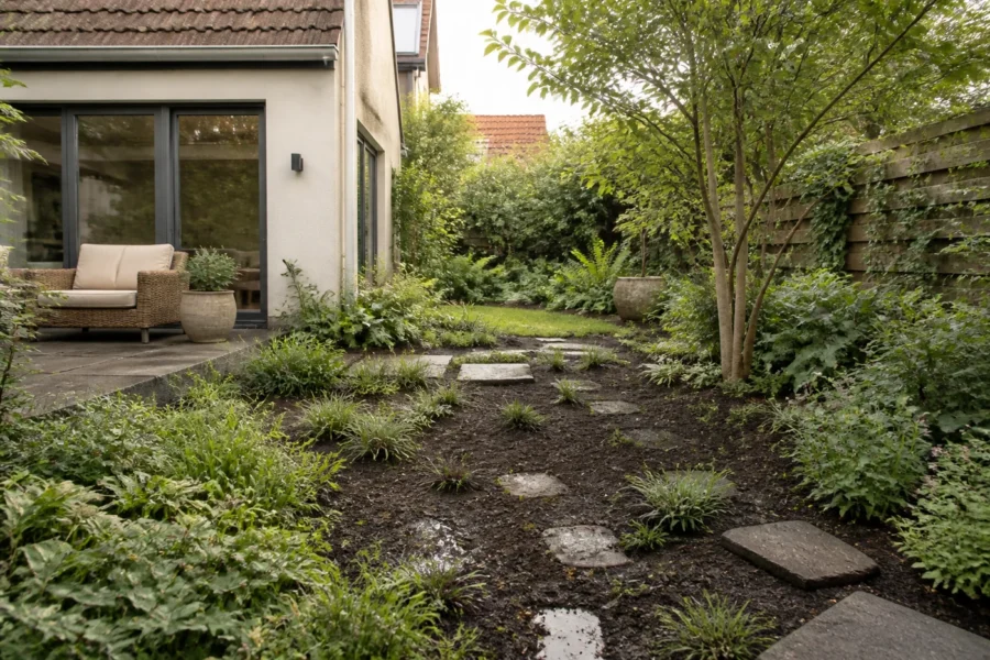 Illustratieve omgeving bij Wateroverlast in de tuin verminderen met minder tegels