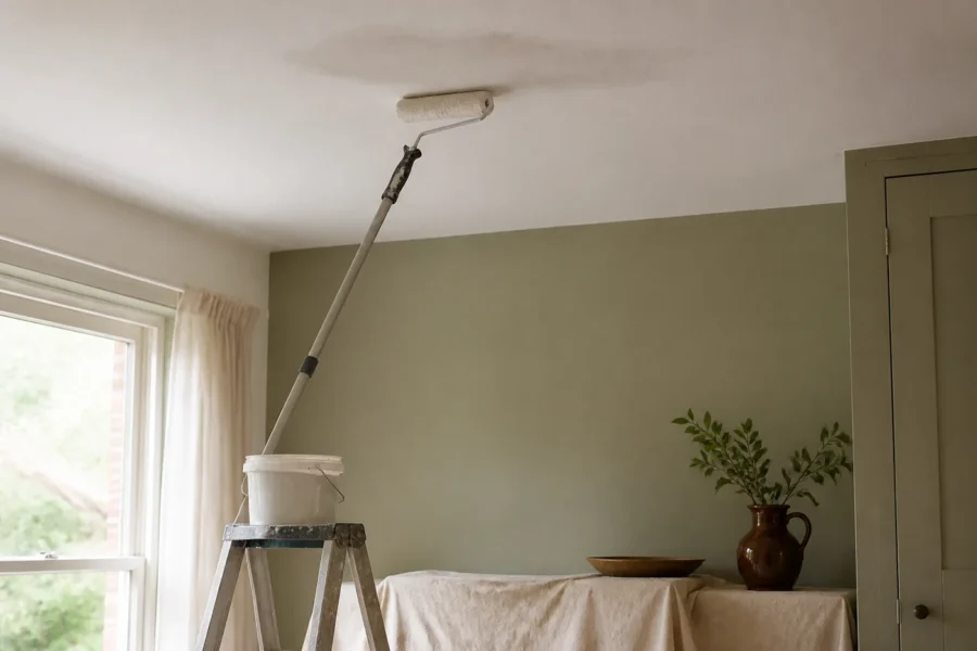 Illustratieve omgeving bij Een opgedroogde watervlek op het plafond overschilderen